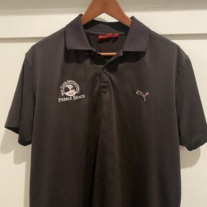 Pebble Beach Golf Polo Men Medium Black Tax Club Invitational 2010 Puma Shirt